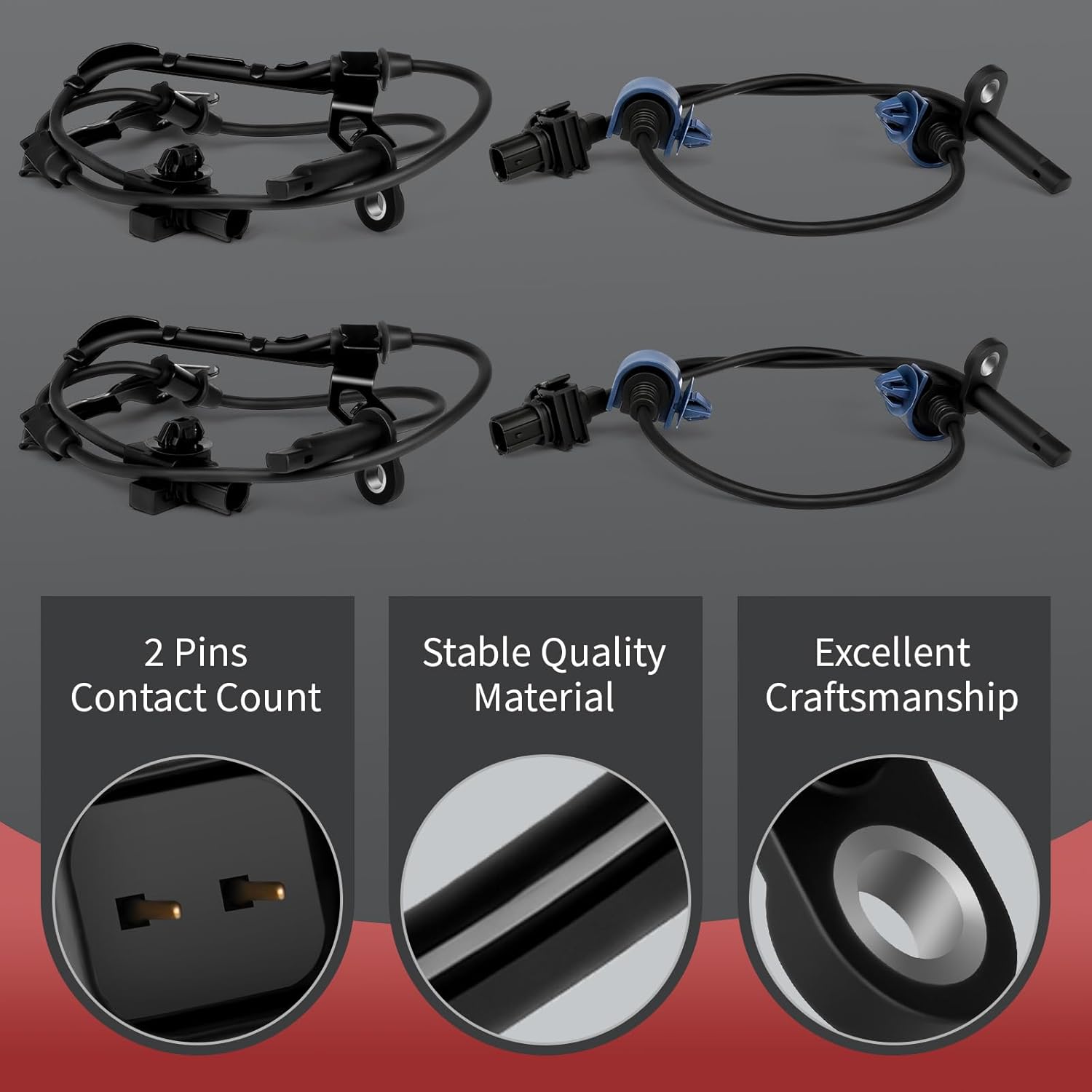 4Pcs Front Rear ABS Wheel Speed Sensor Compatible with Honda & Acura - Pilot Touring 2009-2015, MDX Base 2007-2013 Driver Passenger Side ABS Sensors OE 57455STXA01 57450STXA01 57475STXA01 57470STXA01