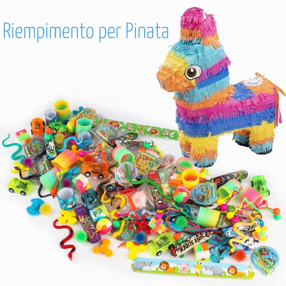 AmyBenton Gadget Compleanno Bambini, Regalini Compleanno Bambini Invitati, 120 pezzi Assortiti Accessori per Buste Feste Giocattolo, Giochi per feste di compleanno bambini