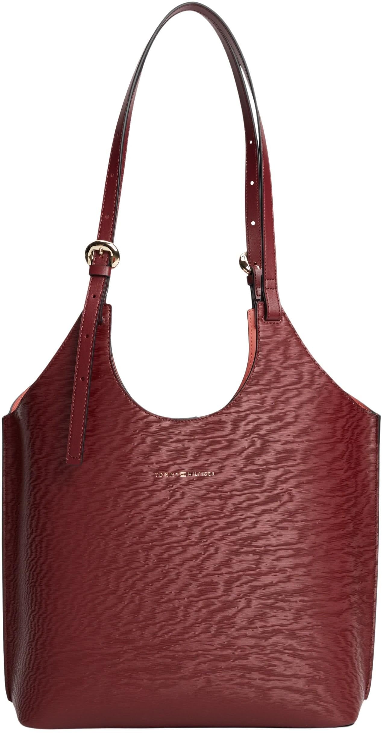 Tommy Hilfiger Women's Th Modern Tote AW0AW18618 Tote, BROWN (Velvet Maroon), One Size