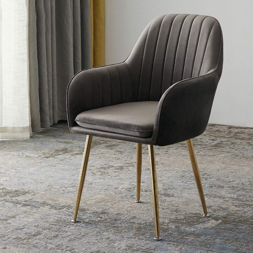SJIALEN Kitchen Dining Chairs,Counter Lounge for Dining and Living Room Chairs Plating Leg Velvet Reception Chair Kitchen Chair (Color : Dark Gray)