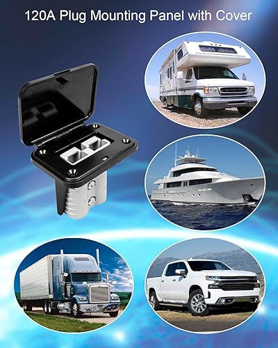 Miniatura 8 de Panel de montaje de enchufe de 120 A con cubierta para conectores Anderson Placa empotrada de montaje empotrado, panel de instalación de enchufe