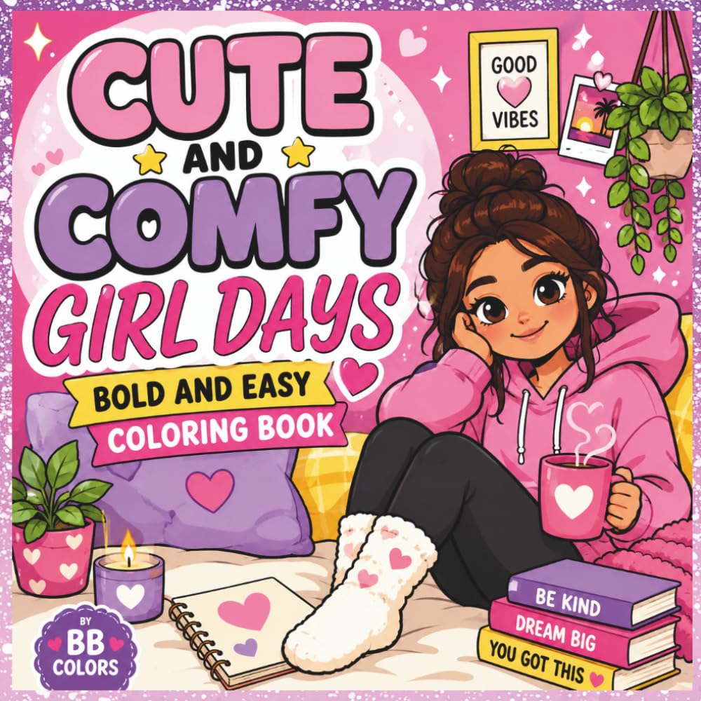 CUTE AND COMFY GIRL DAYS: BOLD AND EASY COLORING BOOK
