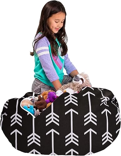 Miniatura 209 de Posh Stuffable - Sillón puff con almacenamiento para niños, contenedor de animales de peluche, organizador de juguetes de niños Lienzo Burbujas Azul