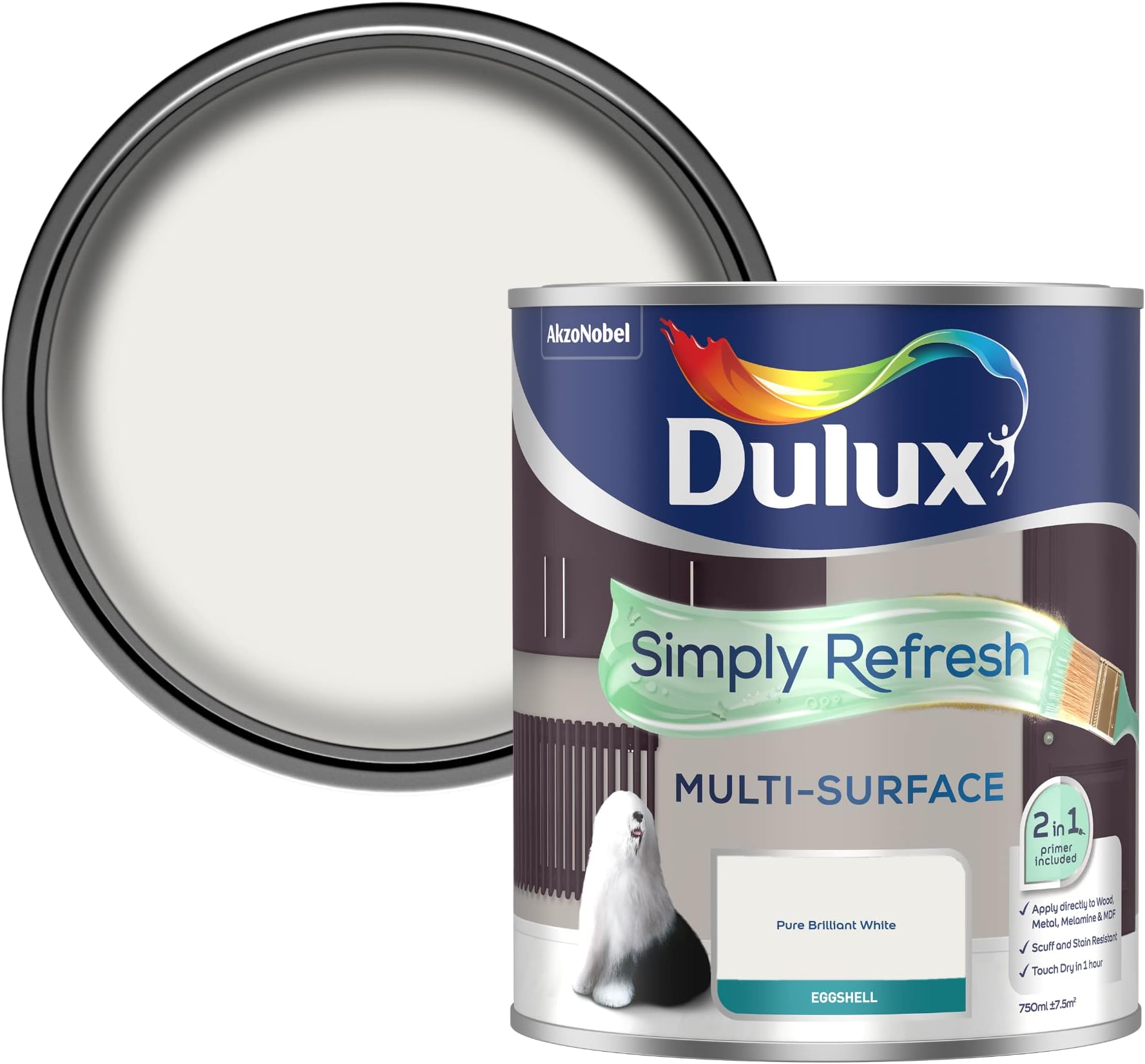 Dulux Simply Refresh Multi Surface Eggsgell Paint Pure Brilliant White 750ML Amazon.co.uk