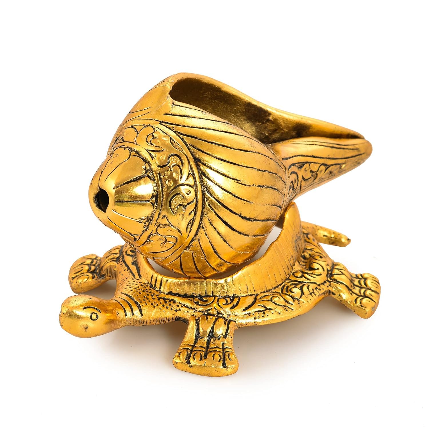 PRISM ARTS Jolly knotes Metal Vishnu Shankh Conch Shell for Puja/Vastu Purpose and Office (Golden Color, 6.5 x 2 Inch)-image-46