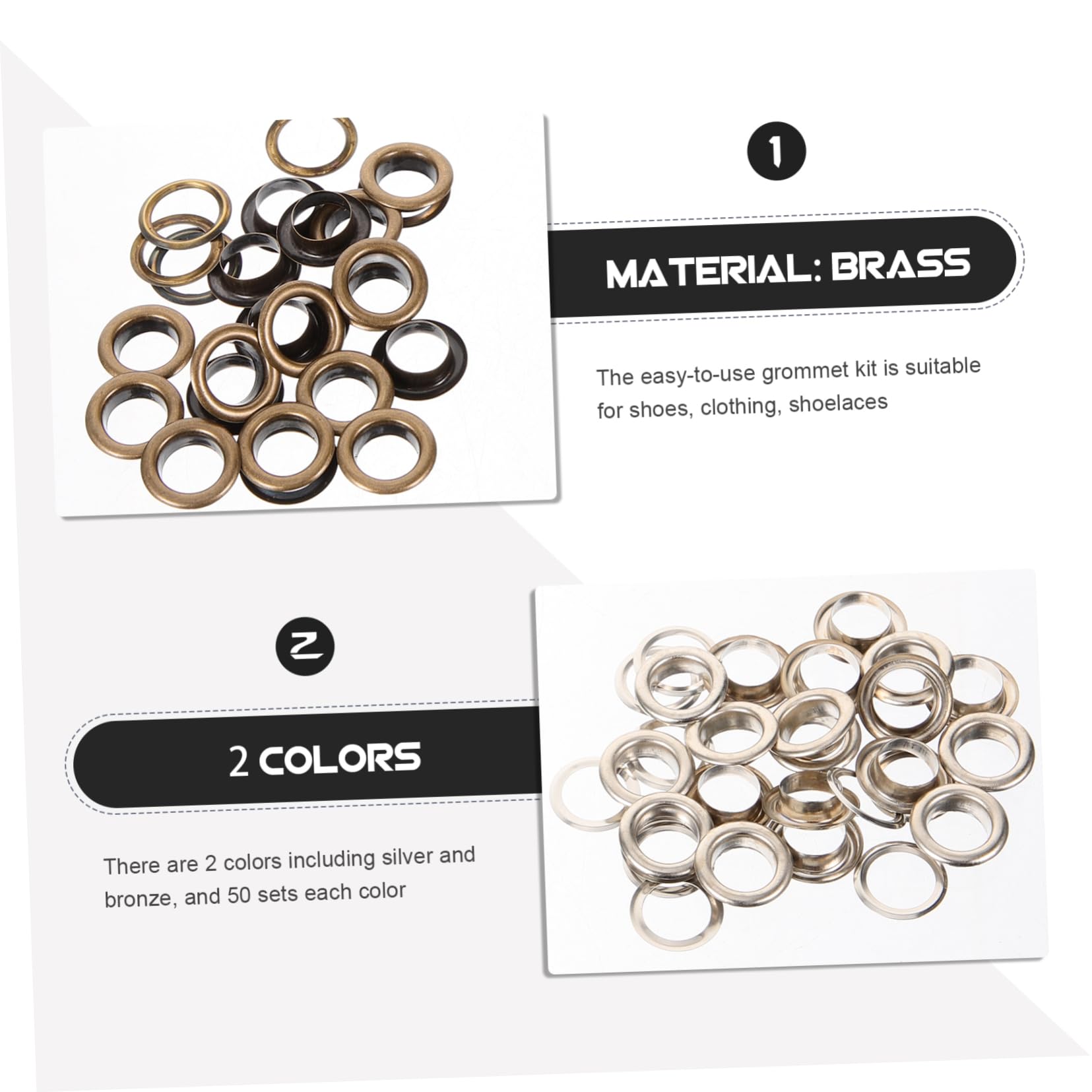 TEHAUX 200pezzi Kit Di Occhielli Metallo Strumenti Occhielli e Pratico Per Scarpe Abbigliamento e Progetti Fai Te