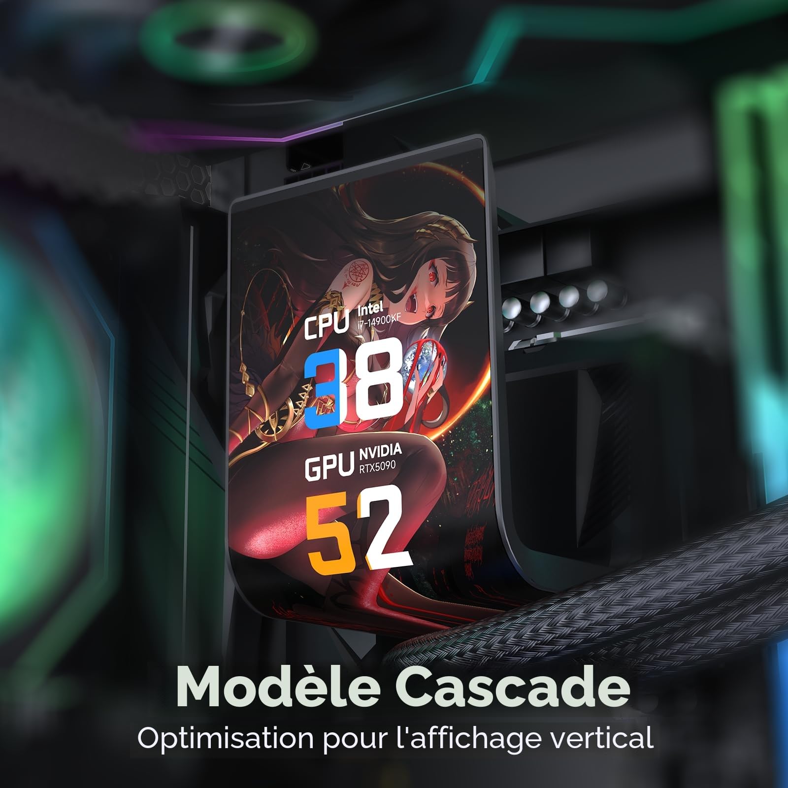 TZMRIT CA360 ARGB AIO 360 mm AIO 6,67" AMOLED Écran incurvé 3D Effet anamorphe Réglable AIO Refroidissement à eau 360 mm 320 W TDP pour Intel LGA 1851/1700 AMD AM5/AM4 (BK)
