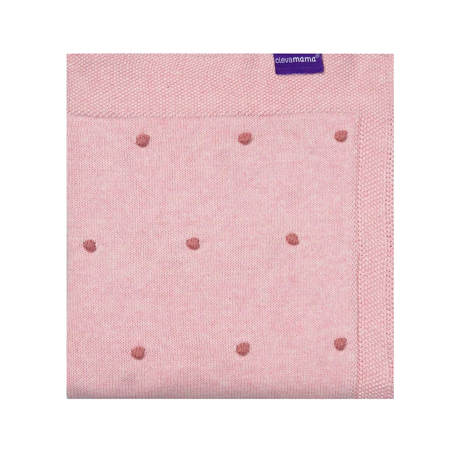 Clevamamaknitted Pom Pom Baby Blanket Soft Organic Cotton Newborn