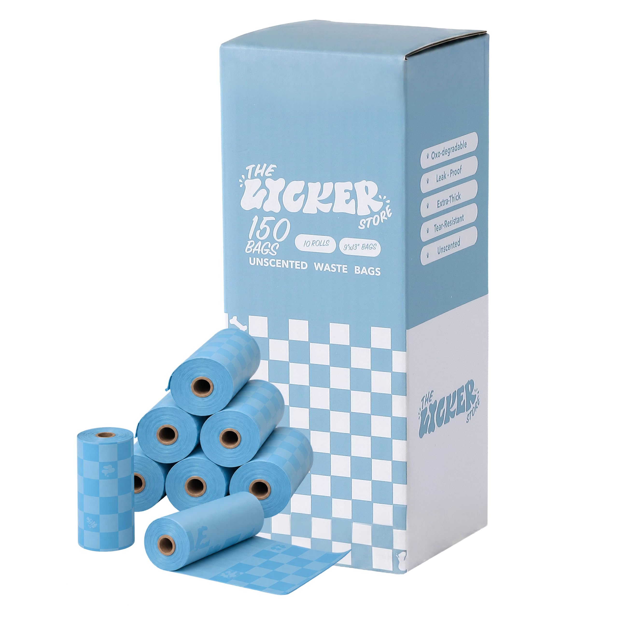 9"x13" Thick Leakproof Blue Waste Bags, 150 Count 10 Rolls
