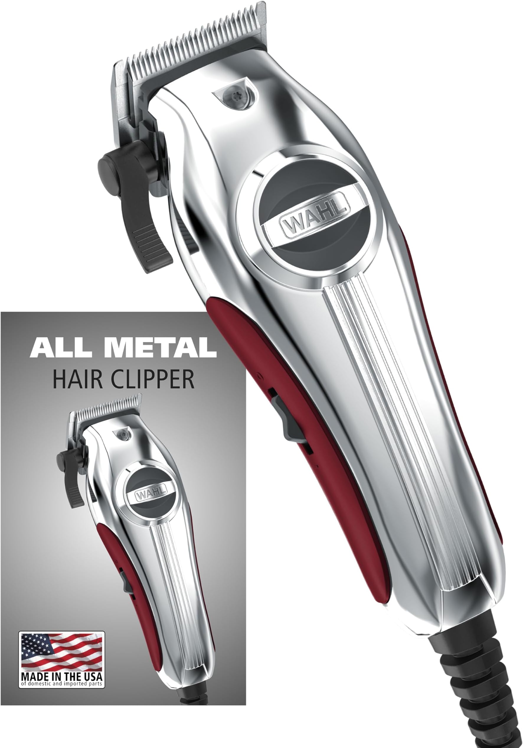 USA Pro Ultra Quiet High Torque Corded Hair Clipper for Ultra Quiet Operation and Cooler Operating Temperatures, Metal Housing with Bonus Hair Clipping Guard Caddy - Model 3000097