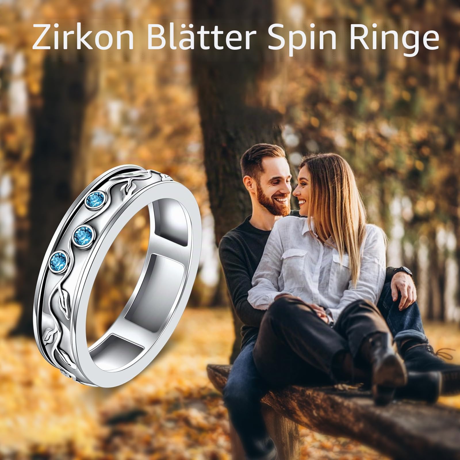 POPLYKE Silber Spinner Ringe 925 Sterling Silber Blatt Spinner Ring Fidget Ring Sterling Silber für Damen