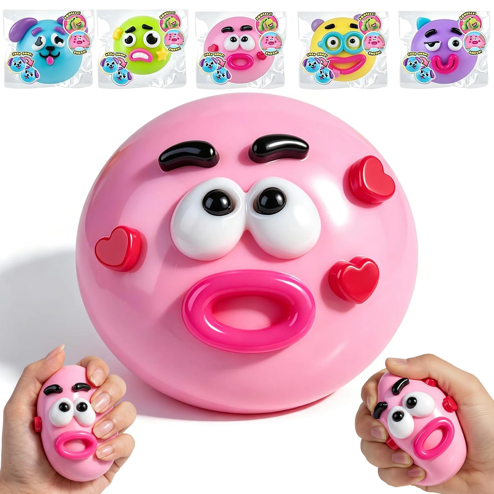 Funny Dog Squishy Fidget Toy Slow Rise Squeeze Ball with Funny Expression Design, Soft Desktop Fidget Accessory for Office Desk Relaxation and Daily Stress Release (Pink) — image 1
