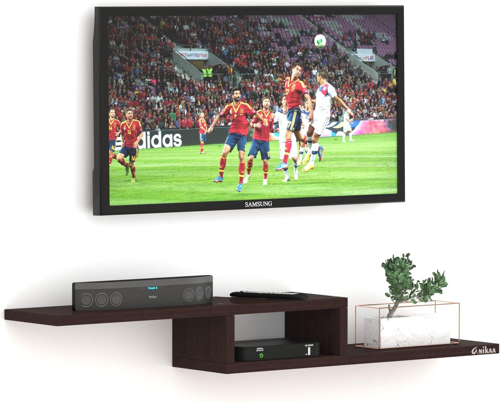 Anikaa Cavin Engineered Wood Wall Mount TV Unit/Wall Set Top Box Stand ...