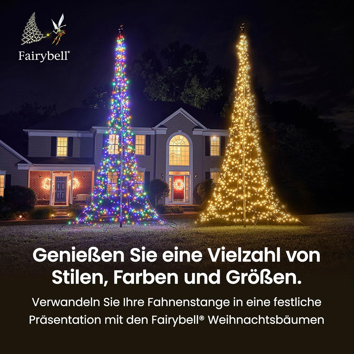 Fairybell LED-Weihnachtsbaum für draussen - 4 Meter - 640 LEDs - Weihnachtsbaum inklusive Mast - Warmweiss