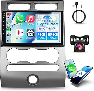 4G 64G Android Car Stereo Radio for Ford Expedition 2007-2014 (Manual A/C) Wireless Carplay Android Auto, 9’’ Touchscreen Head Unit with Bluetooth GPS Mirror Link WIFI FM/RDS DSP AHD Backup Camera SWC