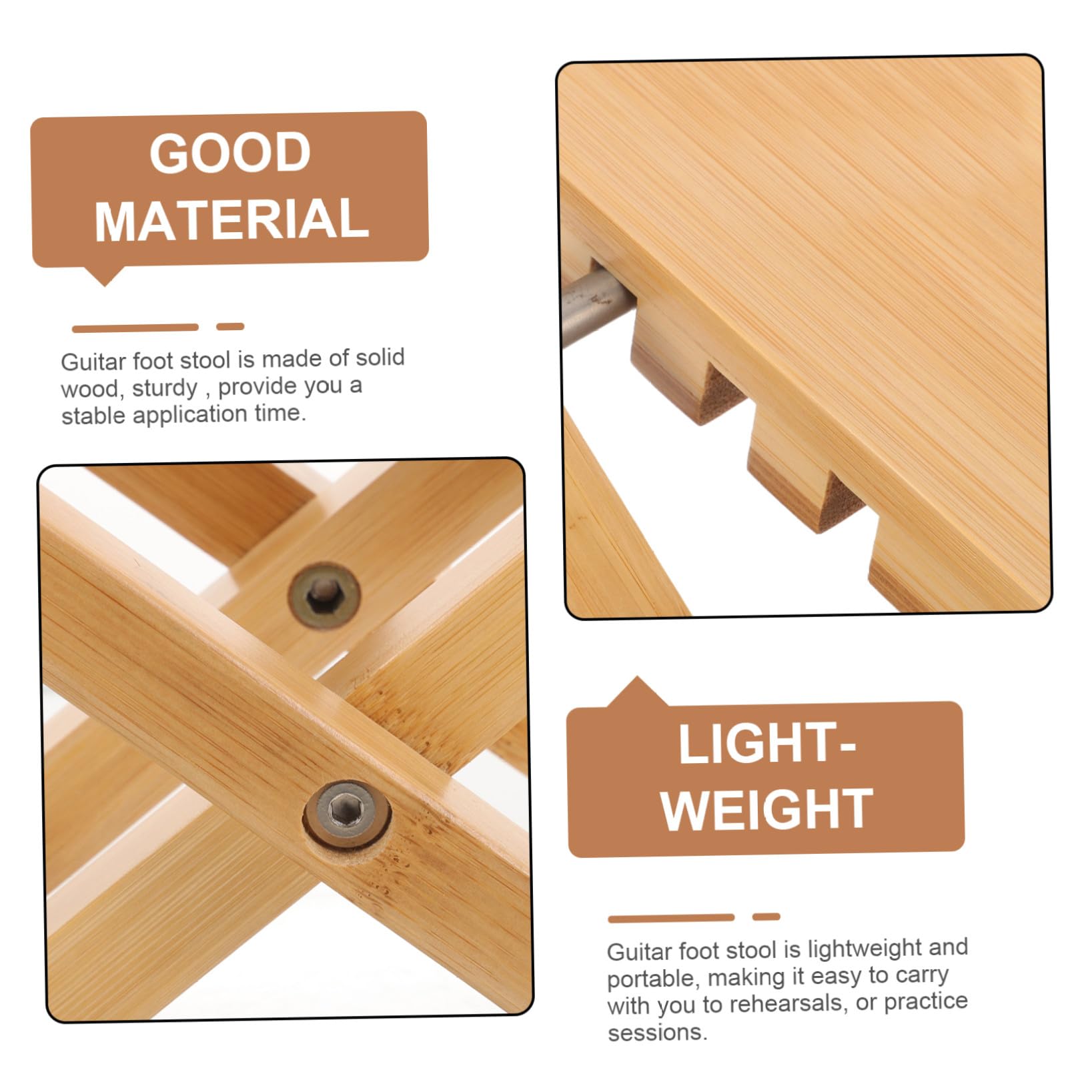 YARNOW Poggiapiedi Stabile e Leggero Altezza Regolabile 4 Livelli in Legno per Chitarra Classica per Uso Confortevole