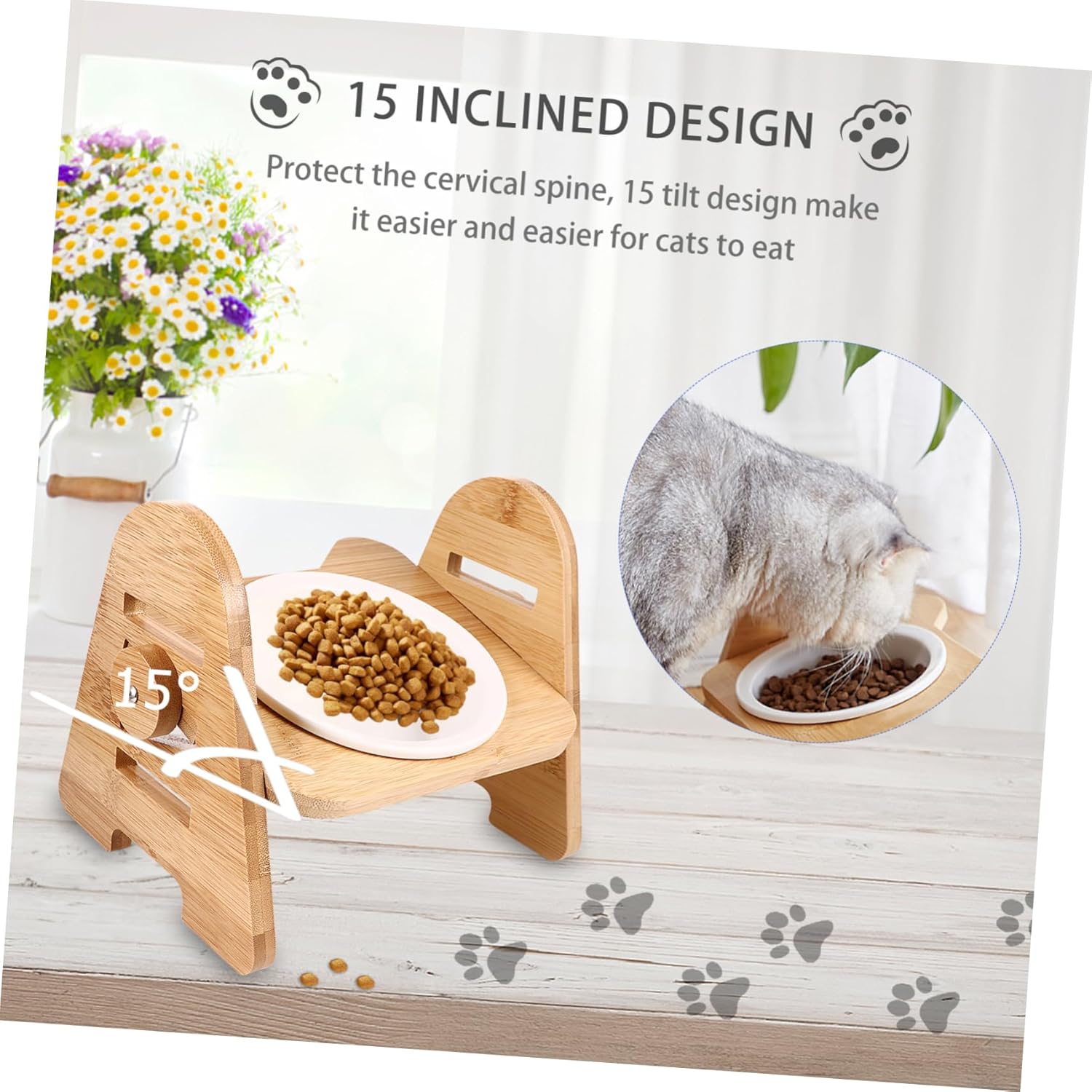 VICASKY Creative Elevated Cat Bowl with Detachable Stand for Comfortable Feeding Pet Feeder for Food and Water for Cats and Kittens