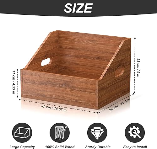 Miniatura 4 de Almacenamiento de discos de vinilo de madera, caja de vinilo retro y duradera, caja de almacenamiento de discos para más de 60 discos, organizador