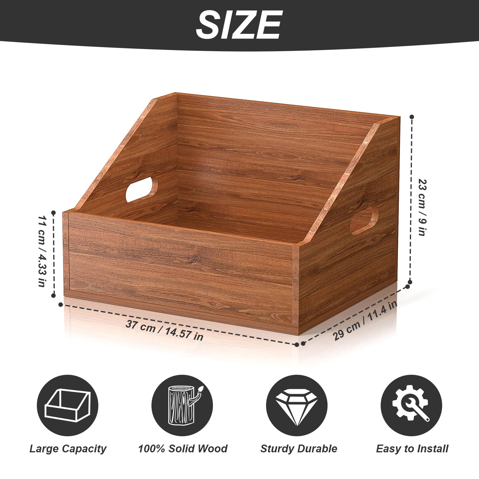 Boîte de rangement en bois pour disques vinyles, caisse rétro pour plus de 60 disques