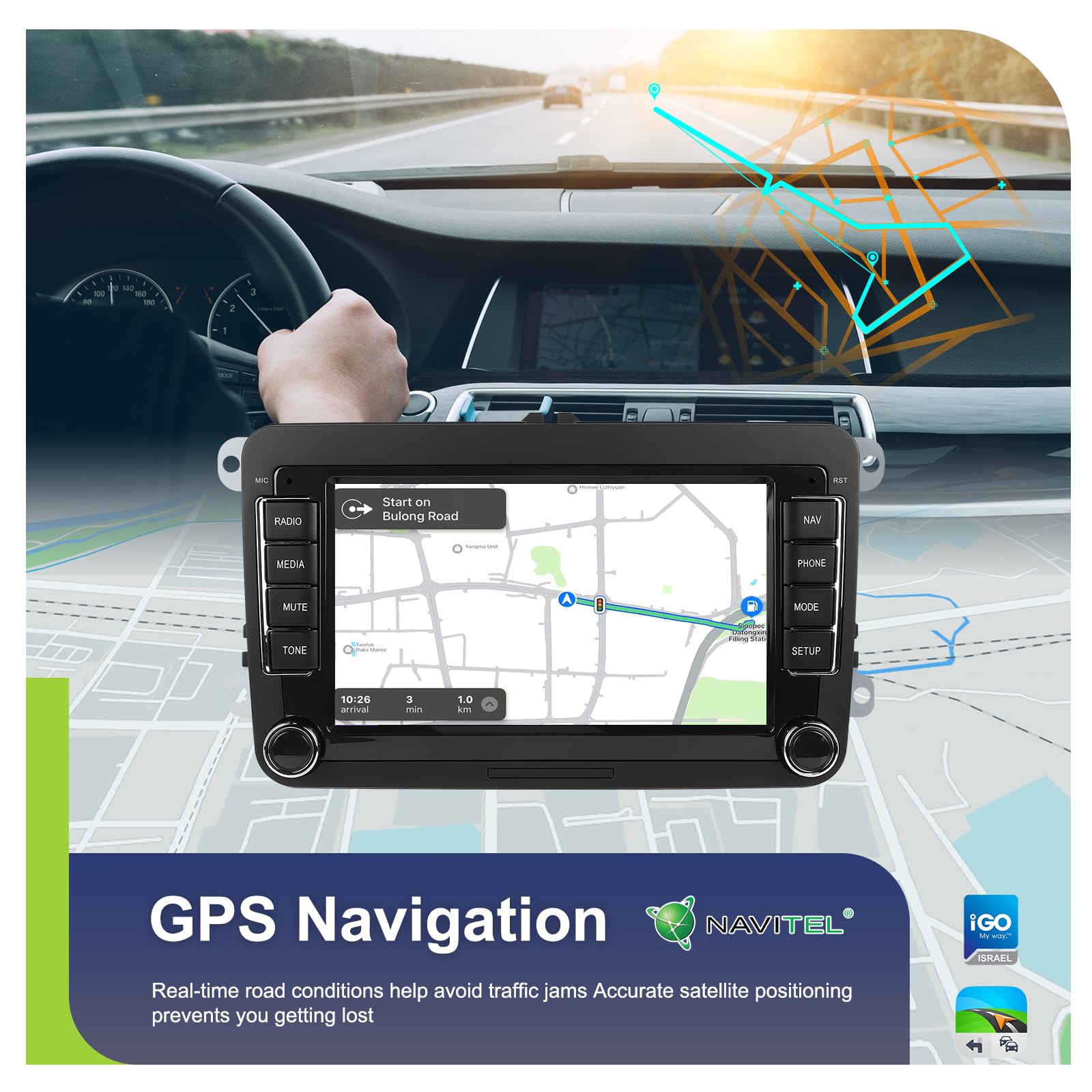 4+64G Android 15 Autoradio für VW Golf 5 6 Passat Polo Tiguan Touran Caddy Skoda SEAT Wireless Carplay Android Auto, 7'' IPS Touch Screen Radio mit Bluetooth 5.0, GPS, Rückfahrkamera, FM, WiFi, SWC