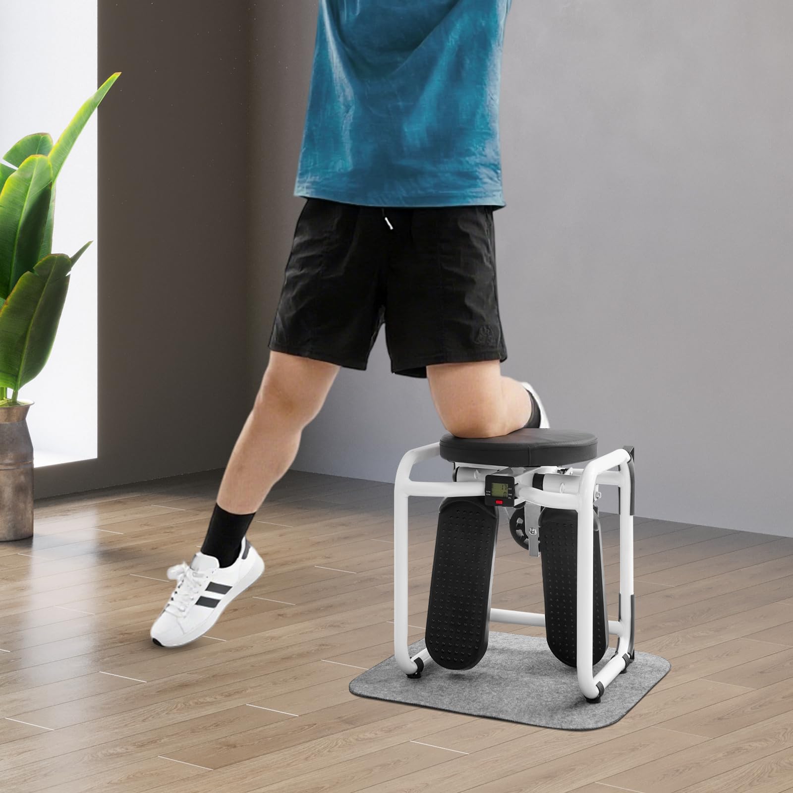 Mini stepper con 150 kg de carga y bandas de resistencia | Equipo de fitness manual para el hogar | para principiantes y avanzados, para apartamento y oficina, 42 x 34,5 x 32 cm