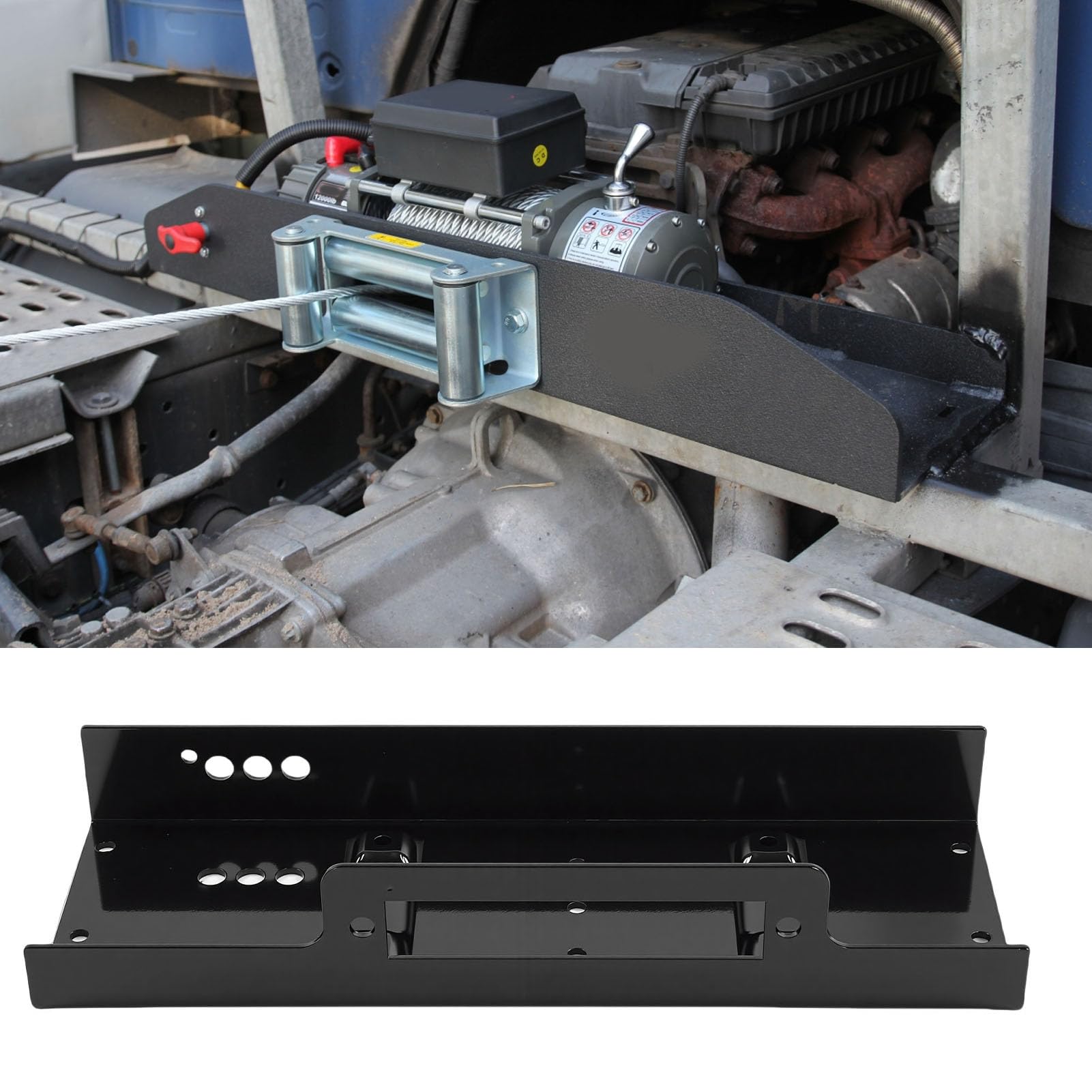 Luocute Plaque de Montage de Treuil Universelle, en Acier Robuste 15 000 Lb avec Matériel de de Guide-câble, pour Camion SUV Remorque Modèle de Boulon surélevé 10x4,5 Pouces