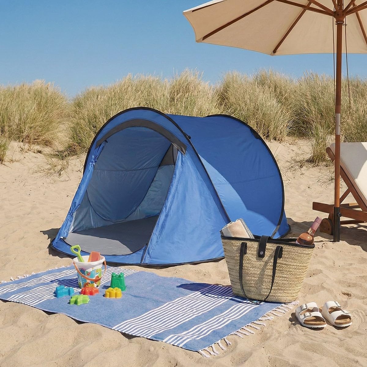Produce Shop Tenda da Spiaggia 2 posti Mare TendaFacile XL Campeggio Camping - Blu