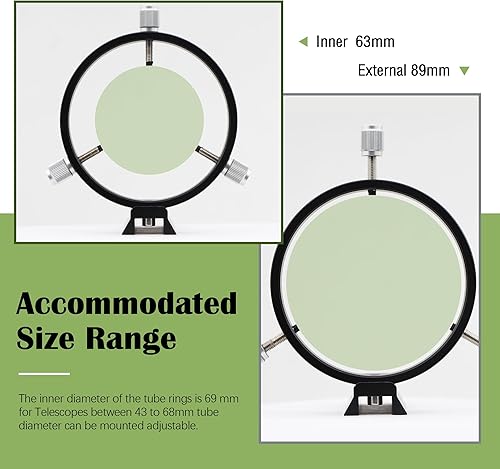 Miniatura 2 de Astromania Juego de anillos de guía ajustables con placa – 3.543 in de diámetro interior (par) – para tubo de telescopio de diámetro o buscadores