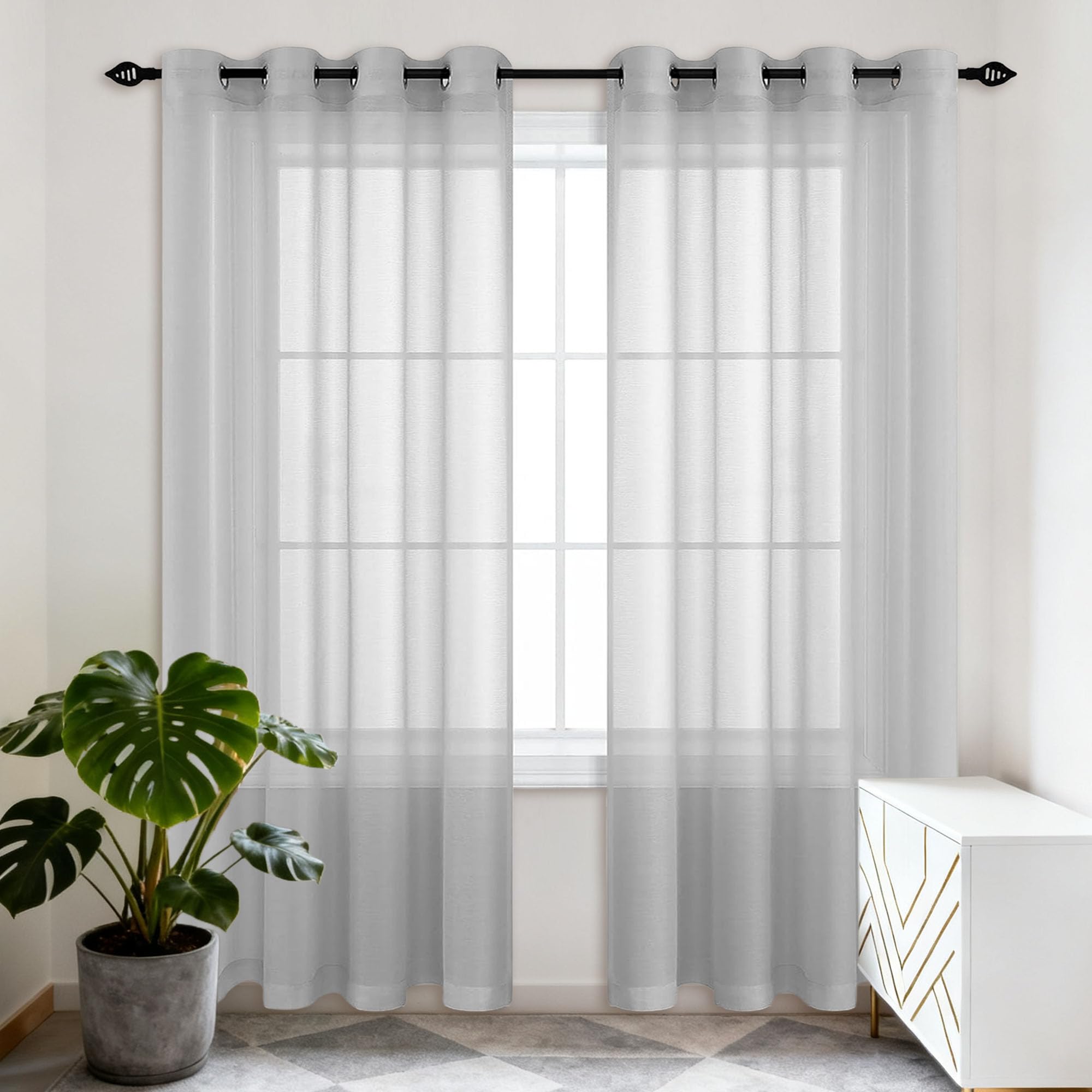 Voilage gris clair 160x235 cm pour fenètre de salon