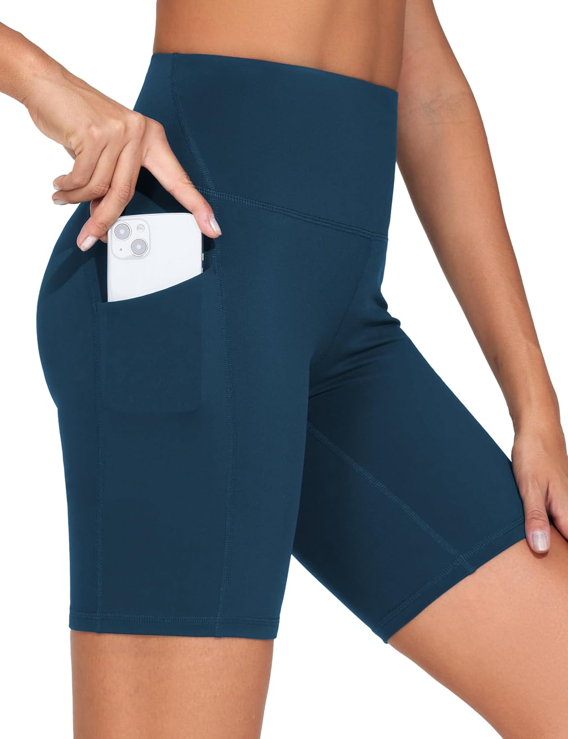 THE GYM PEOPLE Women's High Waist Workout Shorts Stretchy Tummy Control Yoga Biker Running Shorts with Pockets