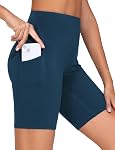 THE GYM PEOPLE Women's High Waist Workout Shorts Stretchy Tummy Control Yoga Biker Running Shorts with Pockets