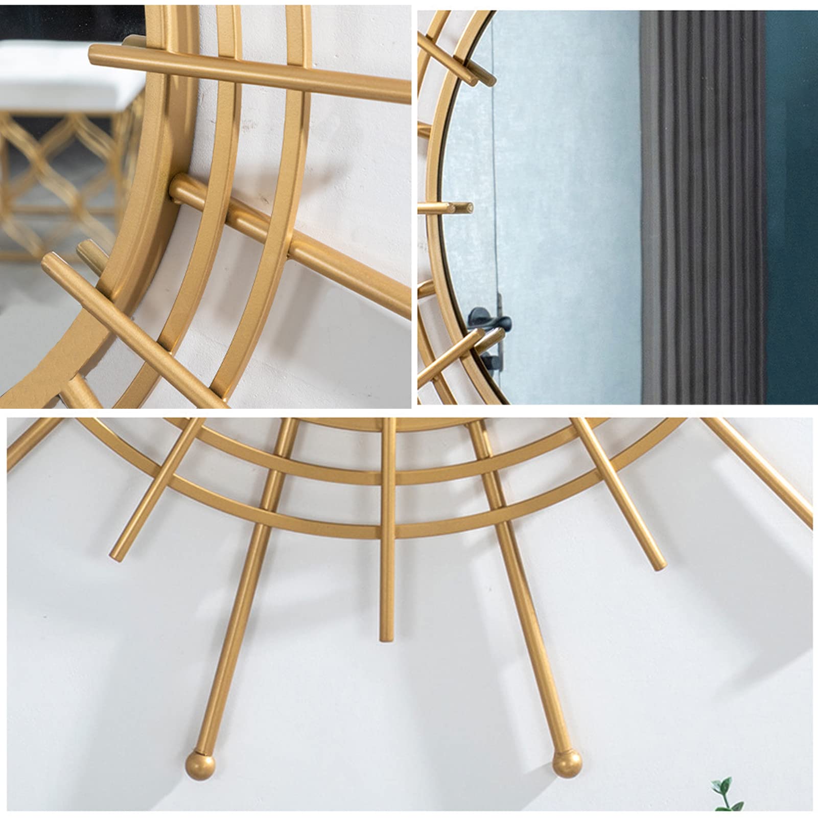 Sunburst Wandspiegel, runder großer Starburst Dekorative Hängespiegel aus Metall, Wand-Akzent-Spiegel mit Gold-Finish, Wand hängenden Spiegel für Esszimmer Wohnzimmer Flur
