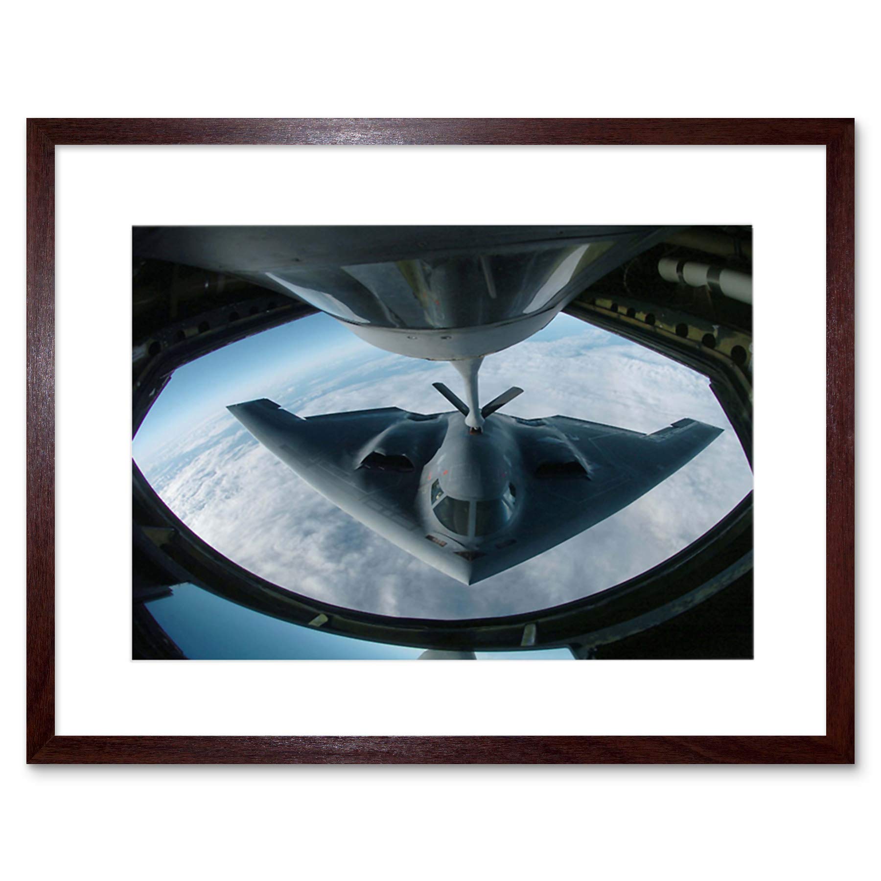 Wee Blue Coo Brown War Military Plane Fighter Jet B-2 Spirit Bomber Stealth Framed Wall Art Print