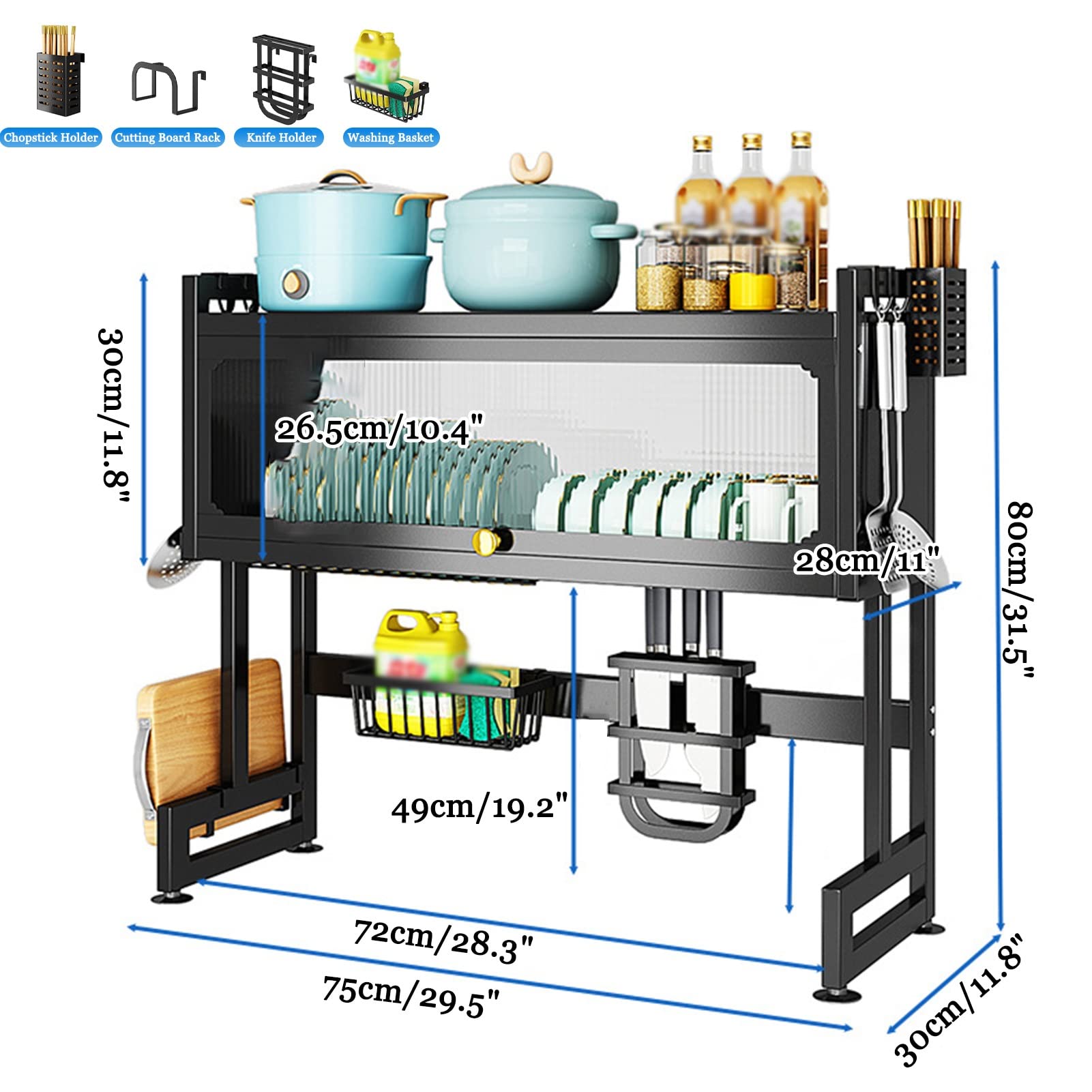 Cesta para toallas sobre el fregadero (25.5 pulgadas 37.4 pulgadas), escurridor grande de platos de cocina, estante de almacenamiento para fregadero, ahorro de espacio, para uso doméstico y cocina