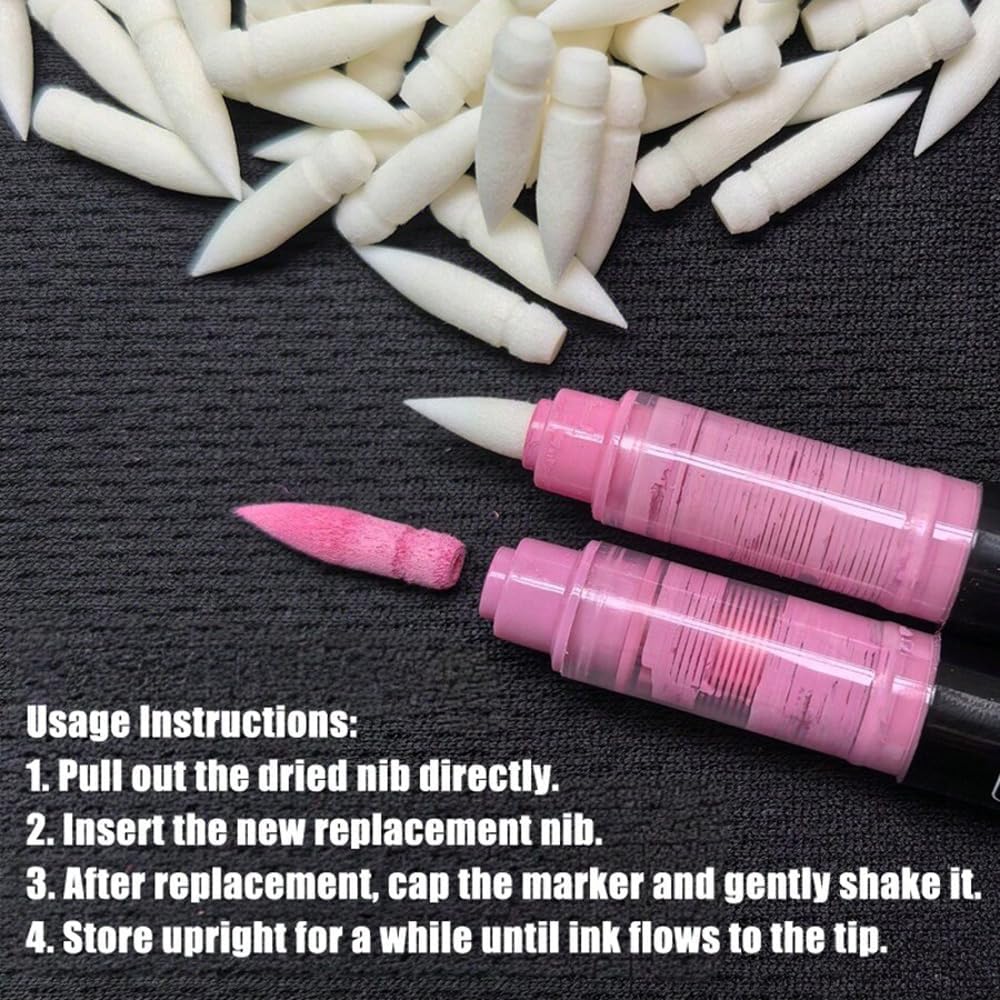100 Pcs Replacement Nibs for Liquid Acrylic Paint Markers Fit for Guangna and Languo 24 36 48 64 120 168 200 240 Colors Refill Soft Brush Marker Pens Tip
