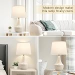 GyroVu Table Lamp Set of 2, 18.63” Ceramic Table Lamp Classic Beside Lamps Nightstand Lamp Modern Table Lamp for Living Room, Bedroom & Office Rocker Swtich Cream-LED Bulbs Included