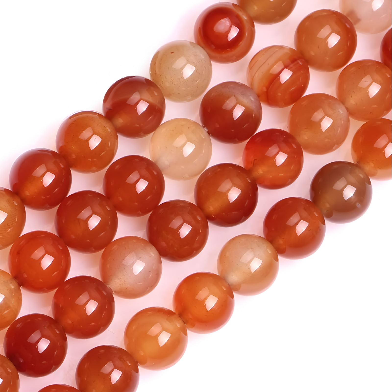 8mm Natural Carnelian Beads Round Loose Gemstone Beads for Jewelry Making Strand 15 Inch (47-50pcs)