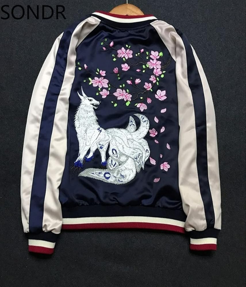 極美品⭐︎EFFLORESCENCE SLIM JERSEY JAKET Amazon.com: JYHBHMZG Unisex Japanese Fox & Floral Embroidered