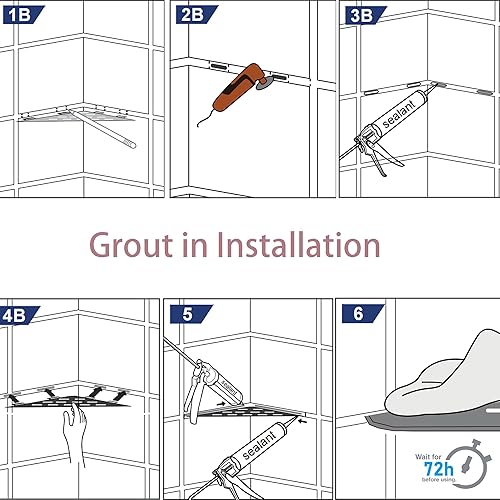 Miniatura 6 de Estante esquinero de ducha, estantes de baño de acero inoxidable 304 con diseño de ranura para pared de azulejos, soporte empotrado para champú para