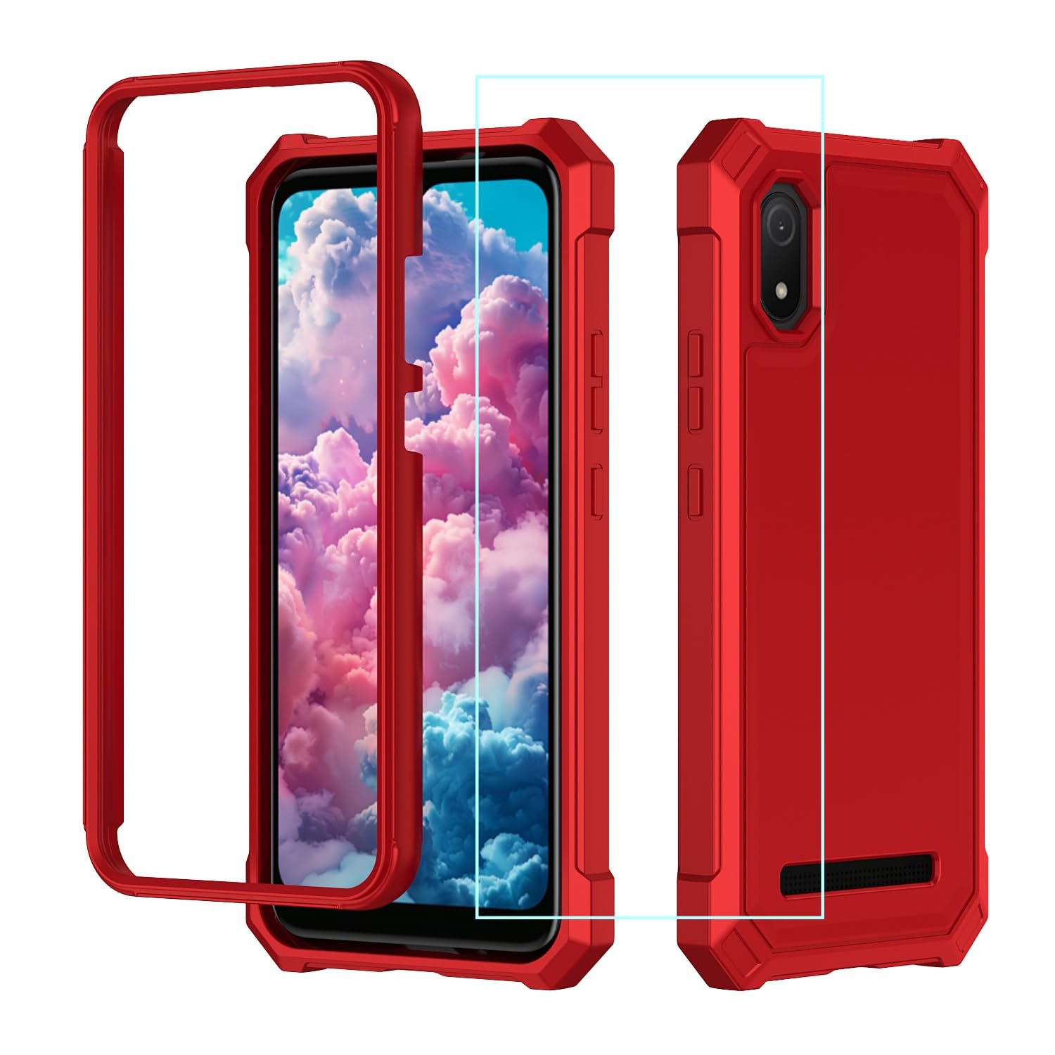 Aulzaju for Cloud Mobile Stratus C8 Case with Screen Protector,Cloud C8 Phone Case Full Body Protection Front Silicone Bumper Frosted PC Back Military