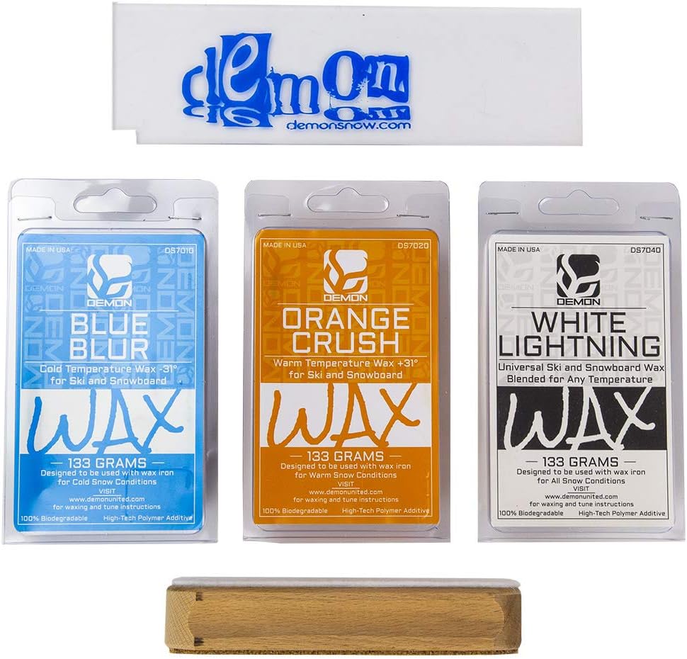 DEMON UNITED Ski and Snowboard Vital Wax Kit- Includes Scraper & Cork w/Felt
