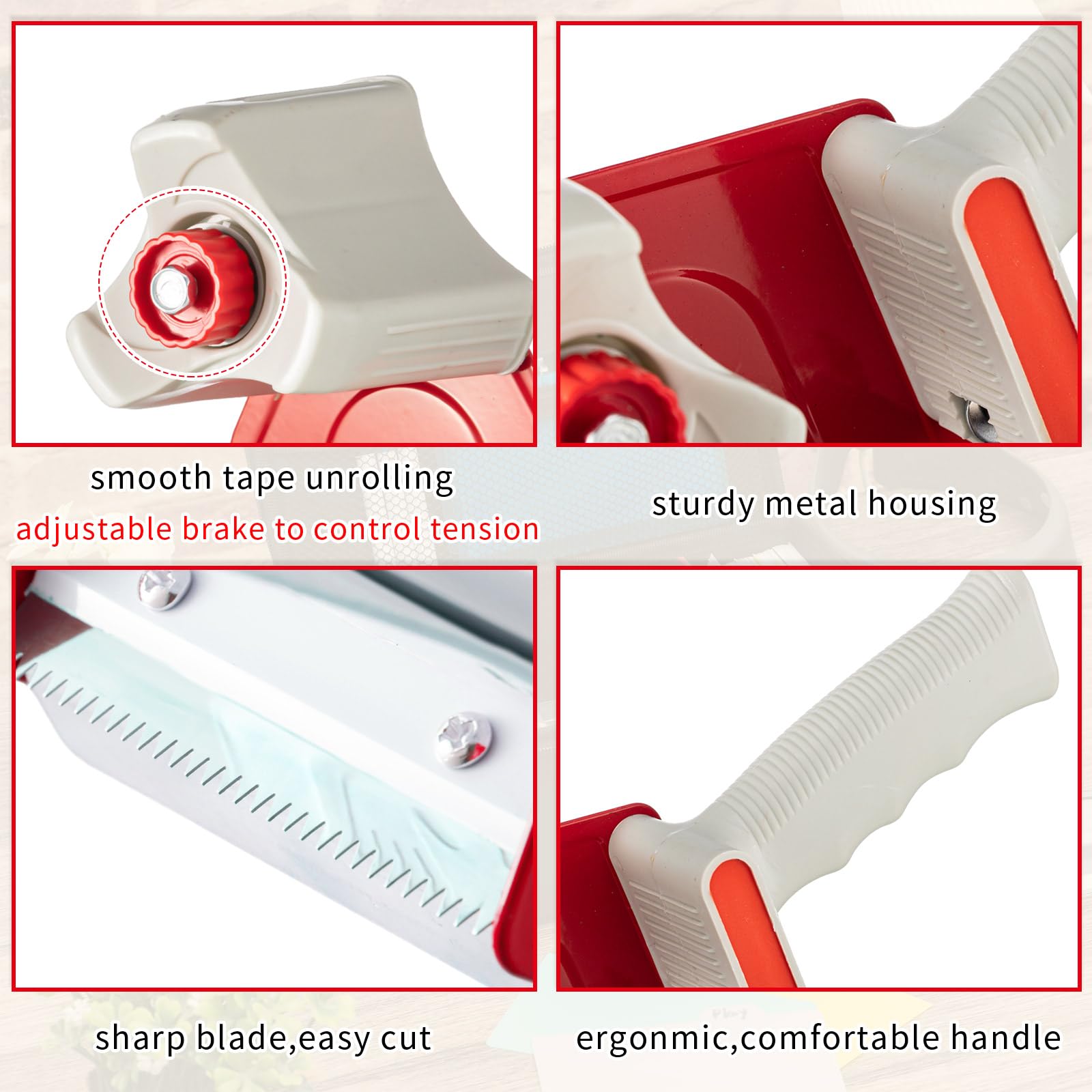 WILLBOND Confezione da 3 pistole per nastro da 7,6 cm di larghezza, leggere e resistenti, per ufficio, casa, spedizioni, traslochi, scatole e imballaggi, colore: rosso