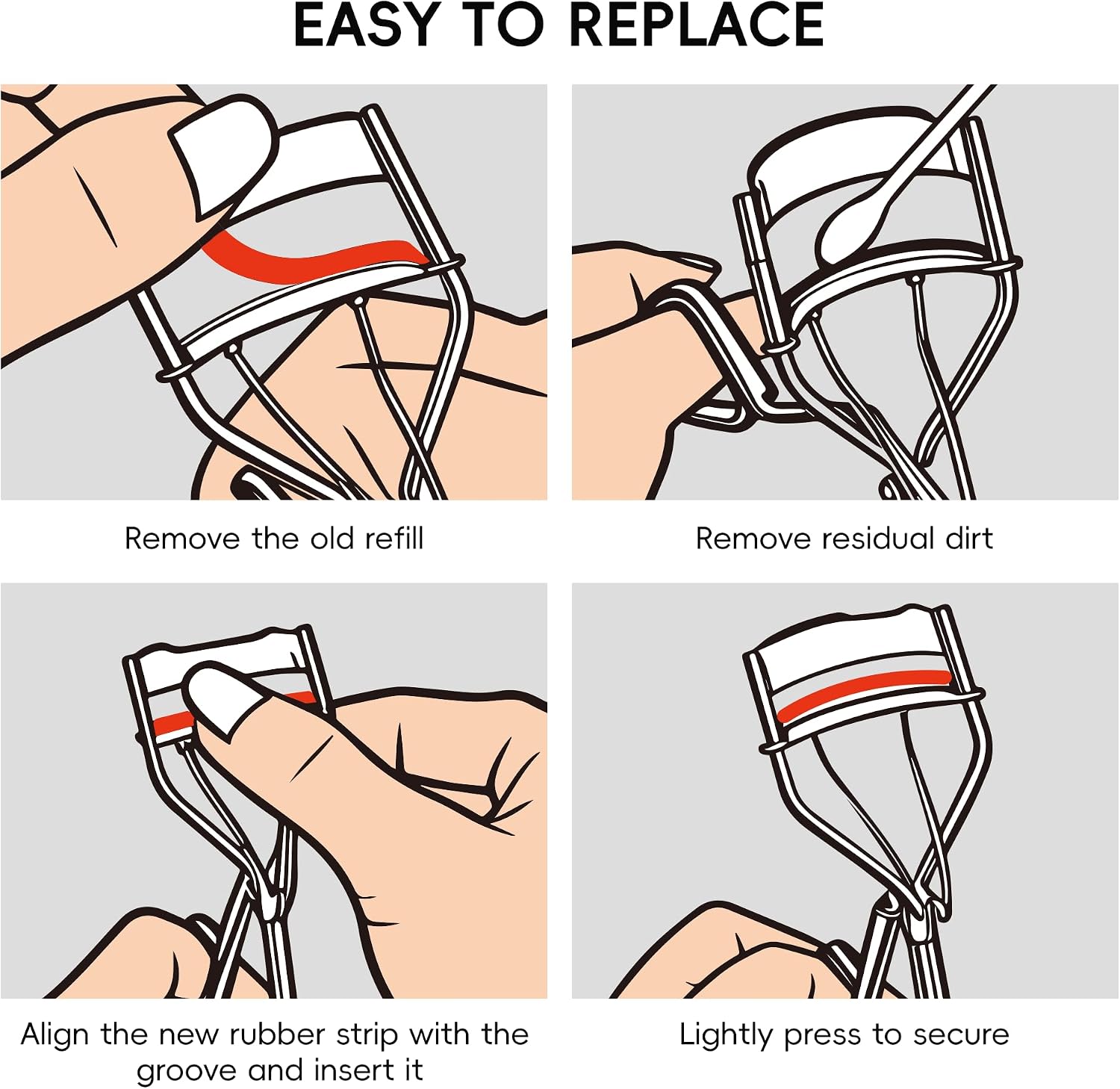 36Pack Eyelash Curler Refill Pads,Compatible with Shiseido and Most Standard Eyelash Curlers,Soft Silicone Gentle on Lashes,Trim-to-Fit Design,Easy to Replace,Curler Replacement Cushions,Black