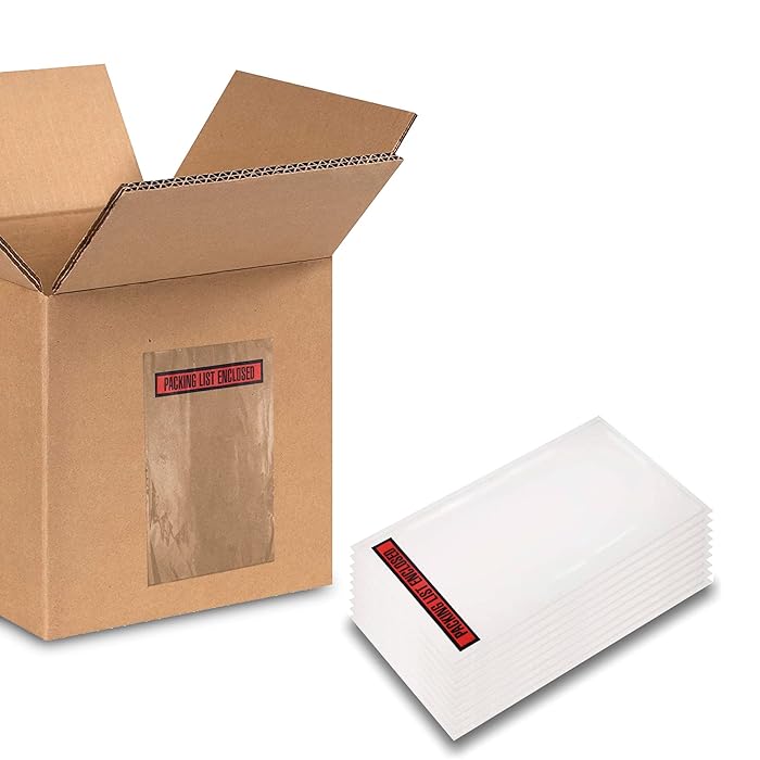 Buy ABC Red Panel Clear Packing List Envelopes 5.5 x 10 Clear Packing