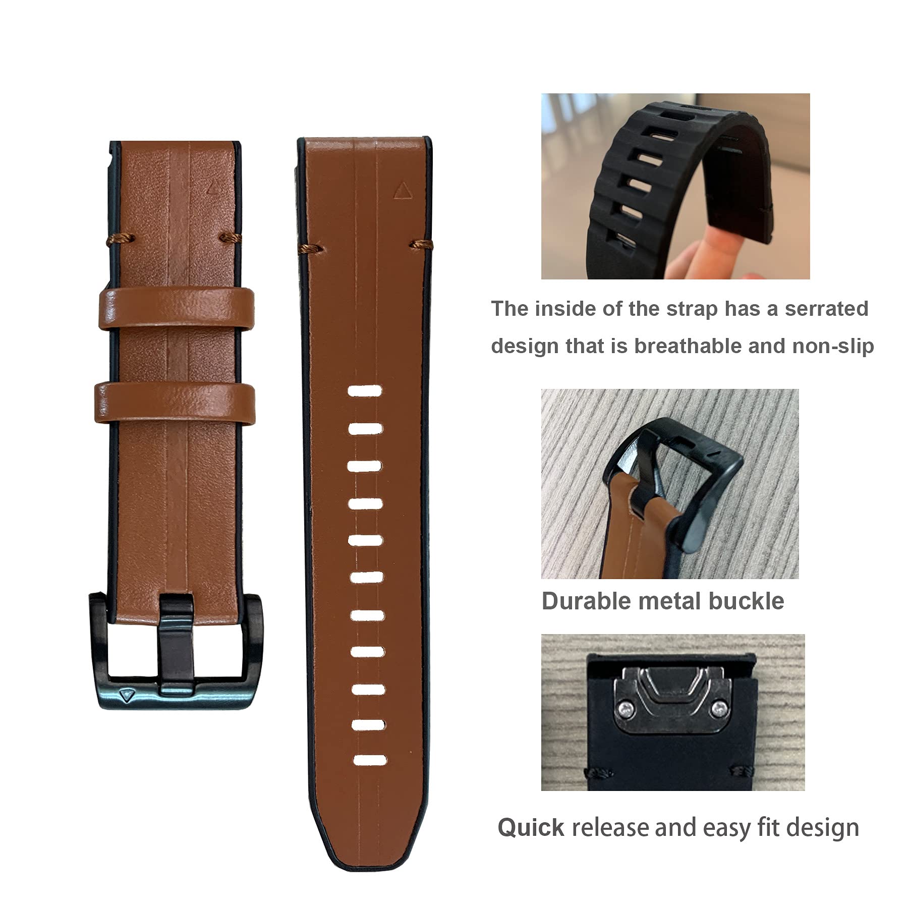 Compatibile con cinturini Garmin Fenix 7/6/Fenix 5, 22 mm, a sgancio rapido, facile da montare, in pelle di silicone + nylon intrecciato ultraleggero sportivo per Fenix 5 Plus, Fenix 6 Pro