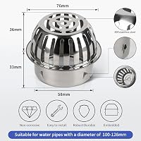 efuturetime Ereszcsatorna Levélvédő Rács 2db Rozsdamentes Acél 100mm Levélfogó Lefolyóvédelem φ110mm Egyenes Csövekhez 2