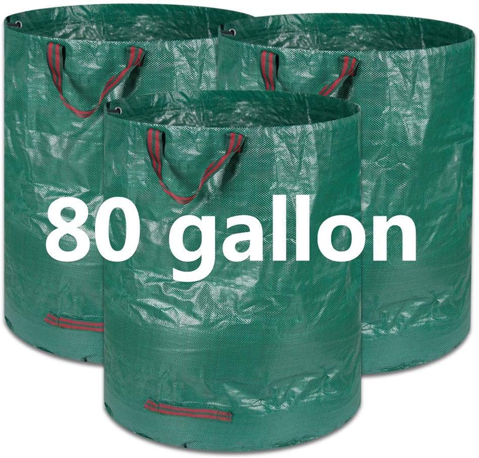 3-Pack 80 Gallons Reusable Garden Waste Bags(H33,D26.7 inches)- Heavy Duty Gardening Bags, Lawn Bags,Reusable Trash Can,Leaf Bags,Yard Waste Bags with 4 Handles