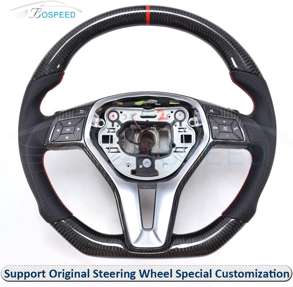 Bospeed BENZ-E-SW Carbon Fiber Thick Sculpted Customized Steering Wheel for BENZ E CLASS W204 W212 E63