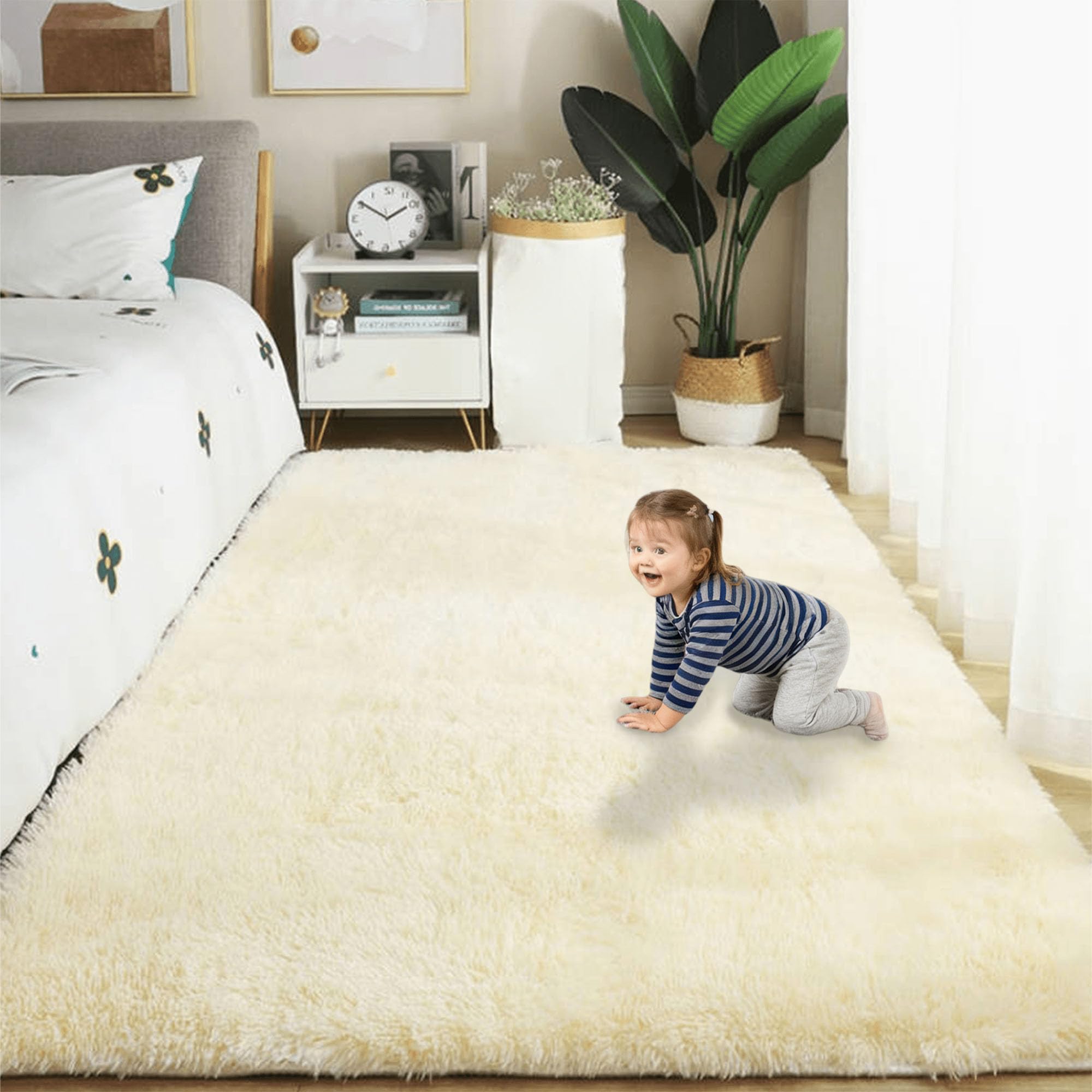 Tapis salon 300 x 310 cm isolant phonique et douceur crème