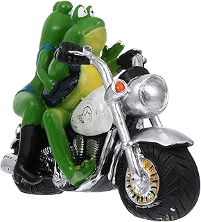 Levemolo Frog Motorcycle Miniature Glass Animals Motorcycle Ornament Glass Frog Resin Frogs Miniature Wild Animal Figures Toy Garden Art Figurines Desktop Ornament Resin Frogs Garden Craft